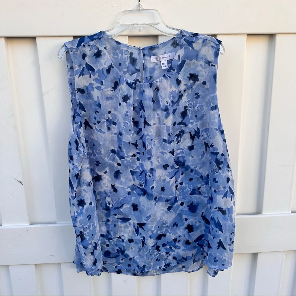 Cristina B Floral Sleeveless Top Blouse NWT